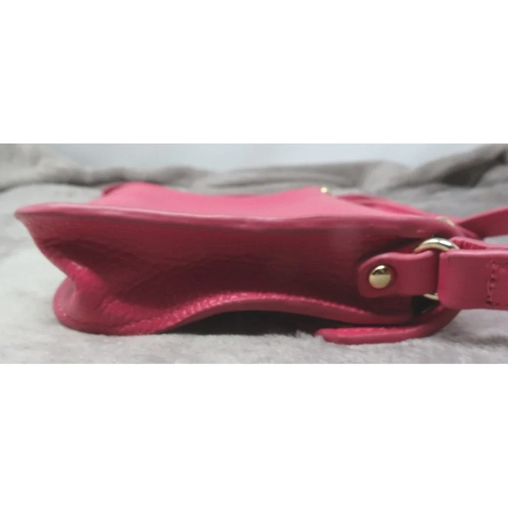 BTB Los Angeles Hot Pink Rocker Biker Styling Leather Gold Studded Crossbody Bag